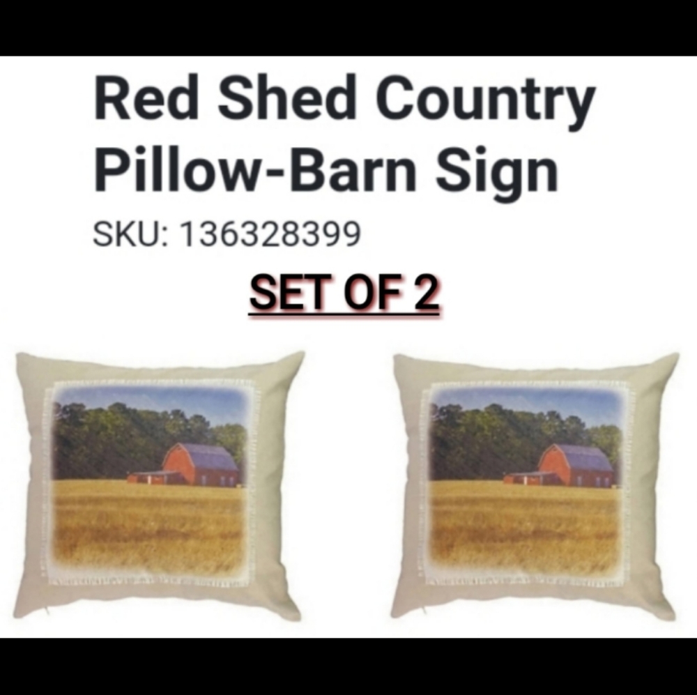 RED SHED COUNTRY PILLOW BARN SIGN SET OF 2